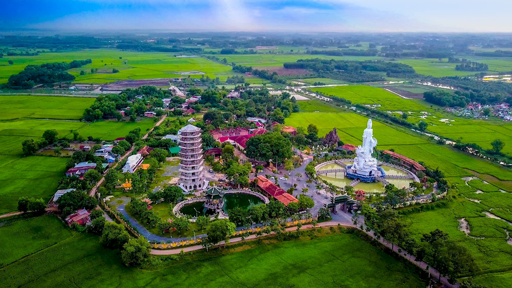 Toàn cảnh chùa Gò Kén nhìn từ trên cao